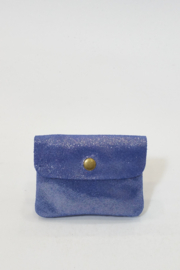 Portefeuille met drukknop leer blauw
