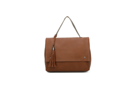 Handtas middelmaat camel handvat donker bruin