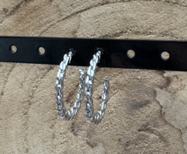 Hangoorbel stainless steel zilver dun gehaakt patroon