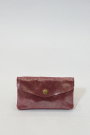 Portefeuille met knop leer rood