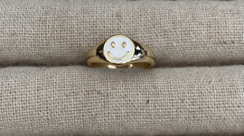 Ring goud witte smiley