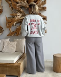 Sweater  'Happy in & million litle ways' grijs TU