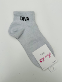 Glittersokken diva zilver