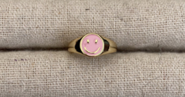 Ring goud roze smiley