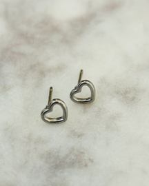 Stainless steel zilver   open hartjes