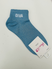 Glittersokken diva blauw
