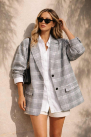 Blazer Jentel  oversized zwart/ roze