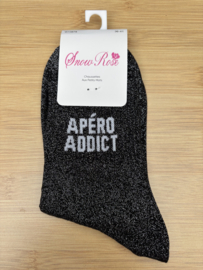 Glittersokken Apéro addict zwart