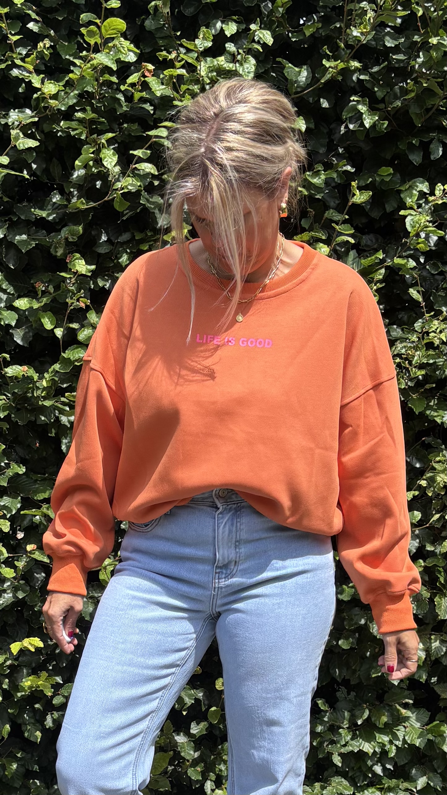 Sweater  'LIFE IS GOOD' TU orange