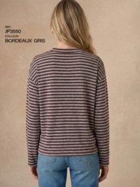 Longsleeve Mona  , bordeaux/ grijs