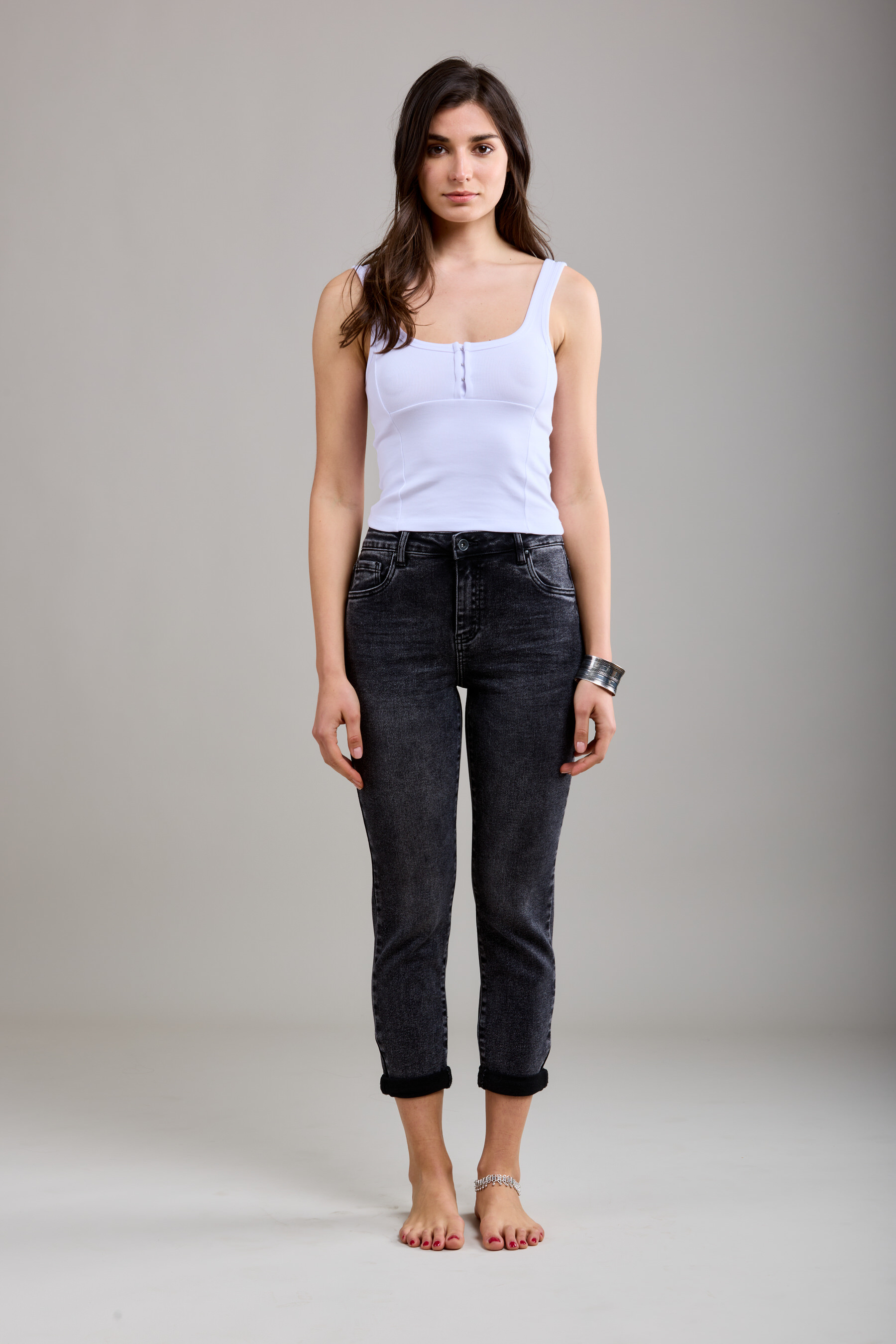 Jeans Toxik donker grijs boyfriend  L20029  37