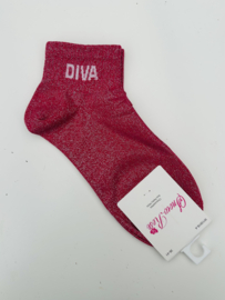 Glittersokken diva roos