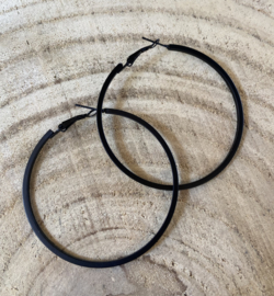 Hangoorbellen zwart grote ring dik
