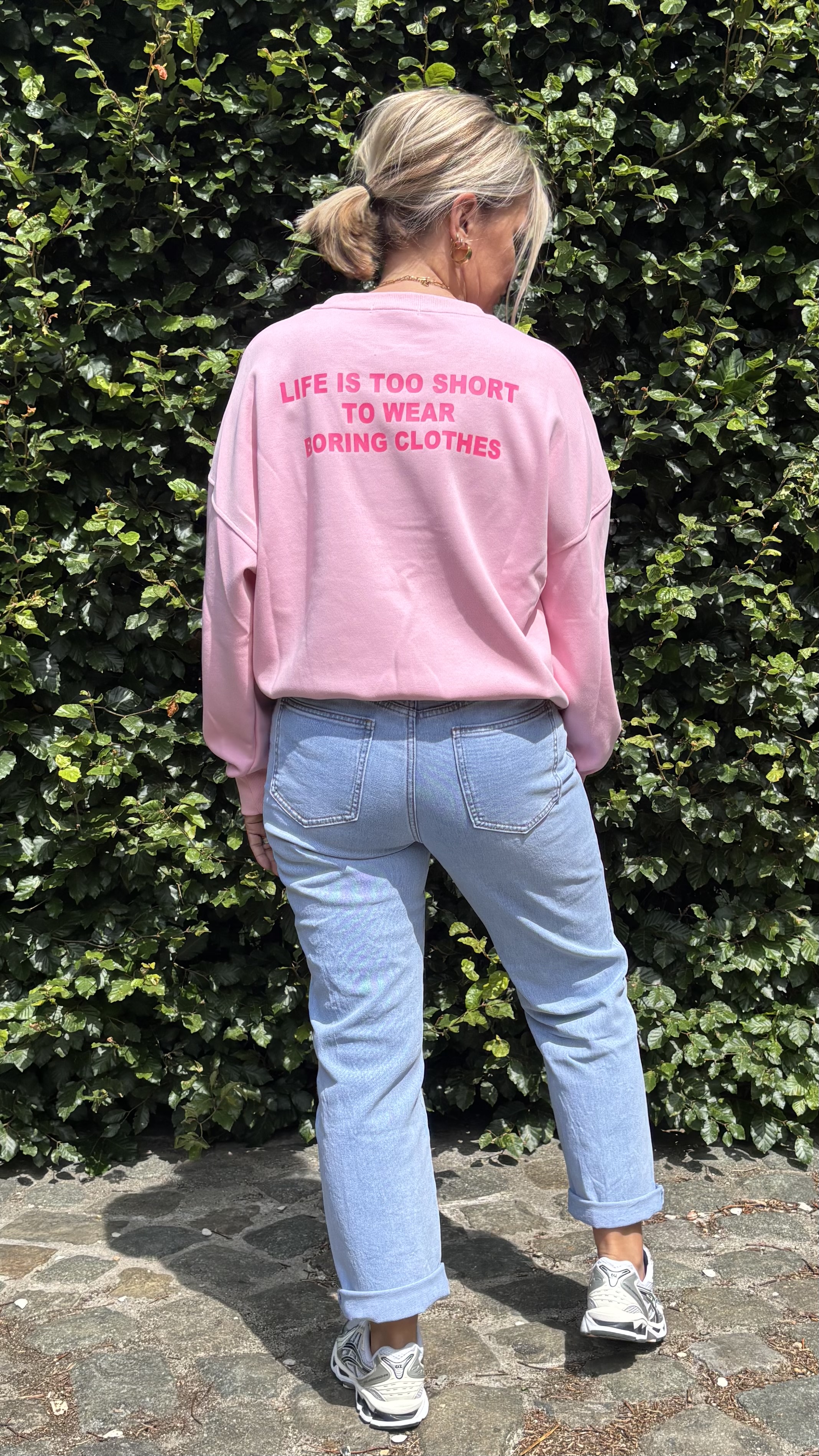 Sweater  'LIFE IS GOOD' TU roze