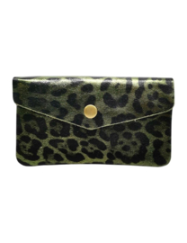 Portefeuille Illy leopard kaki blinkend