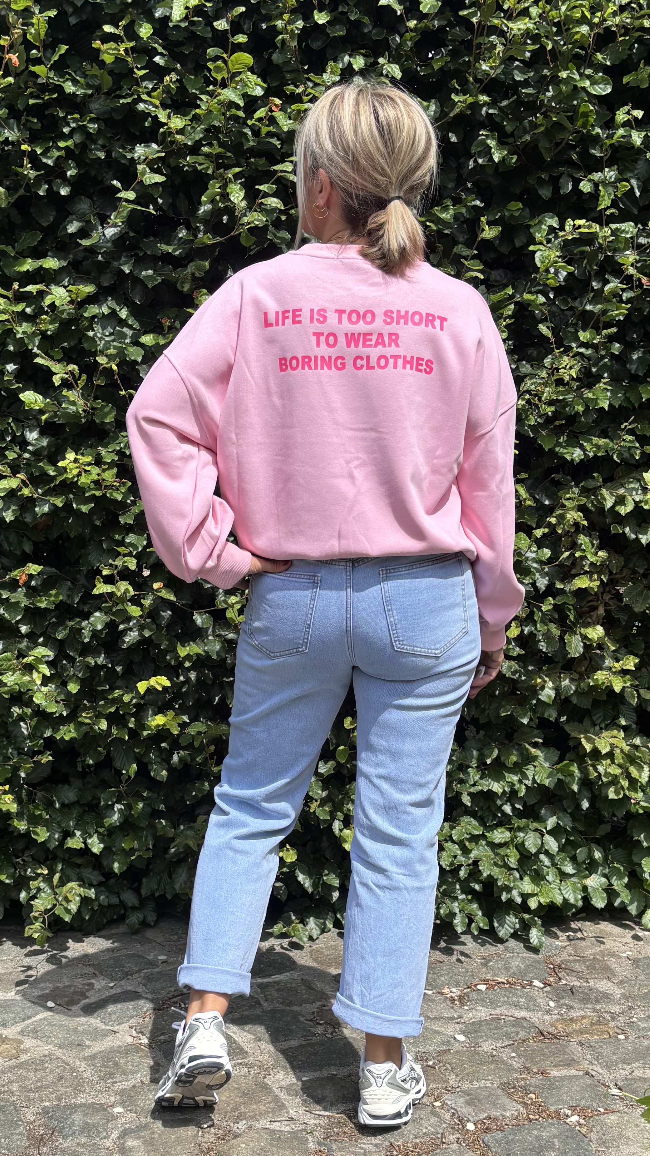Sweater  'LIFE IS GOOD' TU roze