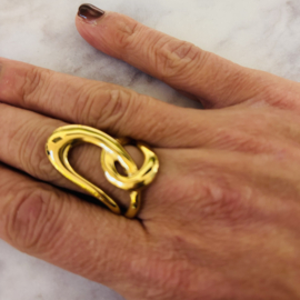 Stainless steel ring goudkleurig Janne  – verstelbaar