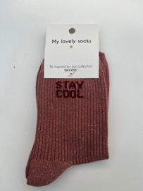 Glittersokken stay cool zalm