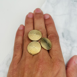 Ring goud  3 ronde spiralen