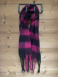 Sjaal ruit  pink/zwart