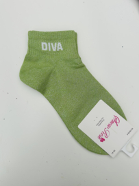 Glitter sokken diva groen