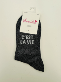 Glittersokken C'es La Vie  zwart