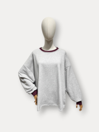 Sweater Maëlys  grijs / bordeaux
