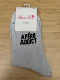 Glittersokken Apéro addict licht grijs