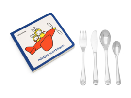 Zilverstad kinderbestek Nijntje voertuigen met boekje, stainless steel