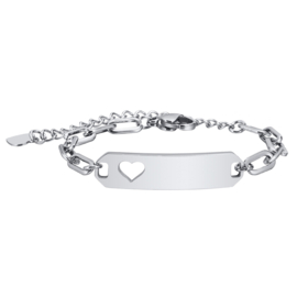 Baby/kind naam armbandje met hartje, zilverkleur (Staal)