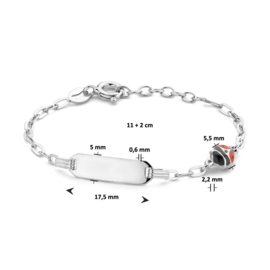 Baby/kind naam armbandje met lieveheersbeestje, 925 sterling zilver