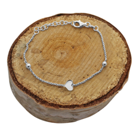 Baby/kind initiaal armbandje met graveerbaar hartje, 925 sterling zilver