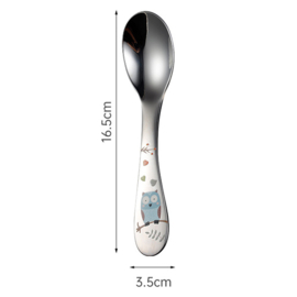 Kinderbestek bosdieren met kleurenprint, stainless steel