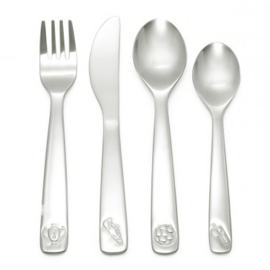Zilverstad kinderbestek voetbal, 4-delig, stainless steel