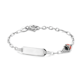 Baby/kind naam armbandje met lieveheersbeestje, 925 sterling zilver