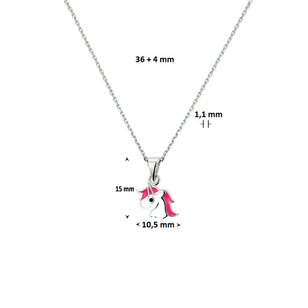 Zilveren ketting unicorn
