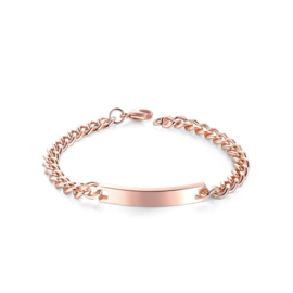 'Voor Papa/Opa', personaliseerbare plaat armband,  rosé goudkleur (staal)