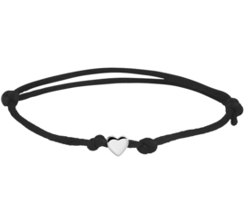 Baby/kind koord armbandje met graveerbaar hartje, 925 sterling zilver