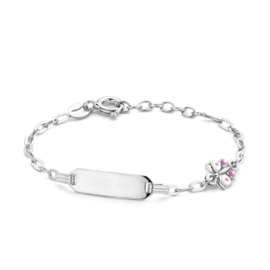 Baby/kind naam armbandje met vlindertje wit, 925 sterling zilver