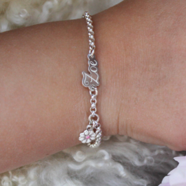 Naam armbandje met bedeltje, 925 sterling zilver