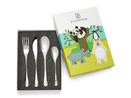 Zilverstad kinderbestek Wildlife, 4-delig, stainless steel