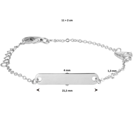 Baby/kind naam armbandje met dolfijntje, 925 sterling zilver