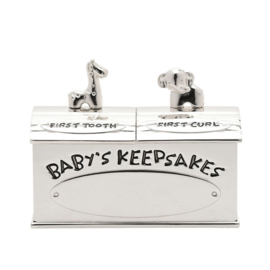 Hello Baby verzilverd tandendoosje & haarlokdoosje met naam