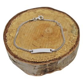 Baby/kind naam armbandje rechthoek, 925 sterling zilver