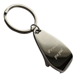 Personaliseerbare sleutelhanger flesopener, RVS