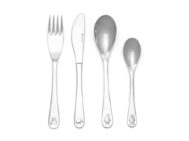 Zilverstad kinderbestek Wildlife, 4-delig, stainless steel