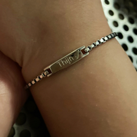 Baby/kind naam armbandje robuust, 925 sterling zilver