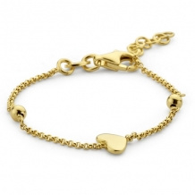 Baby/kind initiaal armbandje met graveerbaar hartje, goldplated