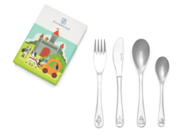 Zilverstad kinderbestek Ridders en Prinsessen, 4-delig, stainless steel