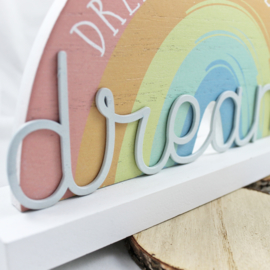 'Petit Cheri' Regenboog plaque, 'Dream big'